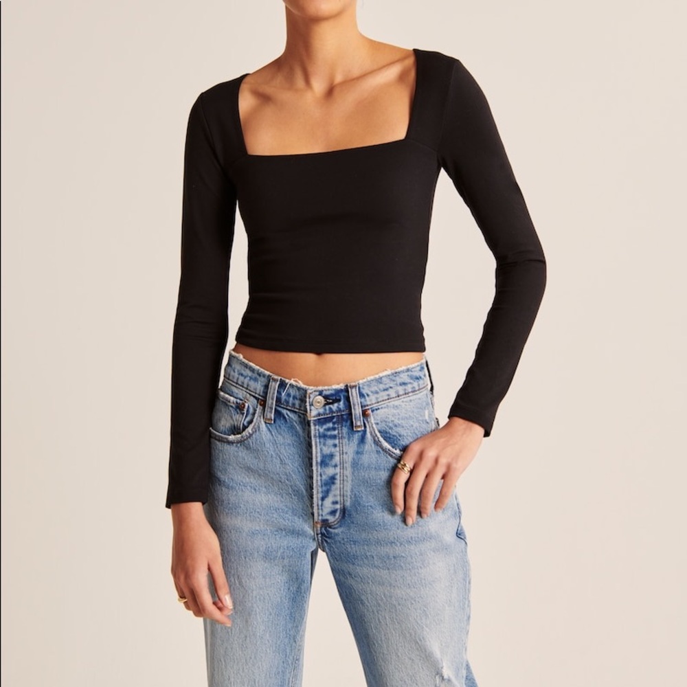Abercombie & Fitch Double-Layered Seamless Fabric Squareneck Top